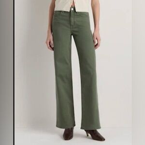 Quince Bella stretch wide leg jeans loden green